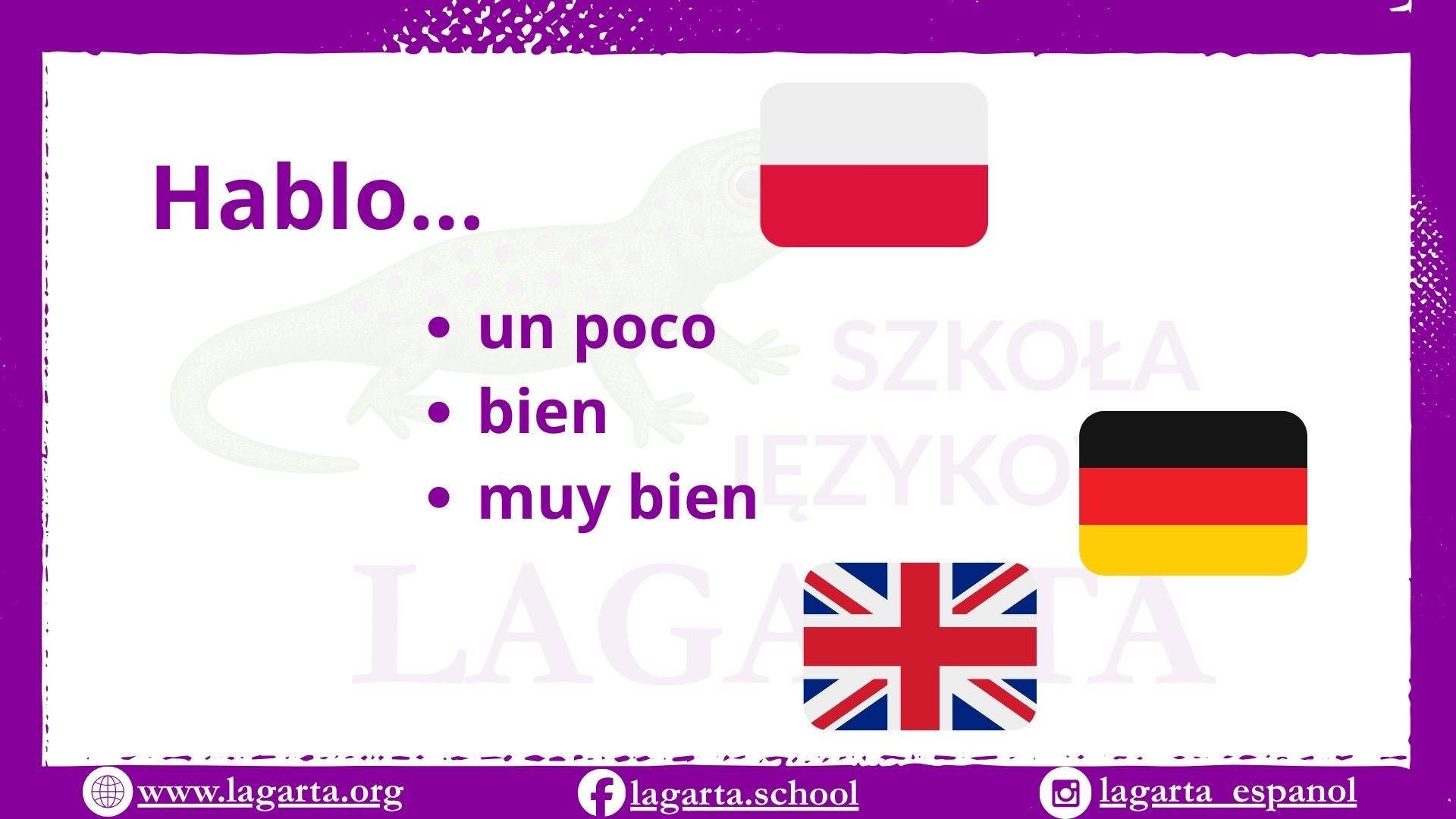 Konstrukcja Hablo z określeniami un poco, bien i muy bien
