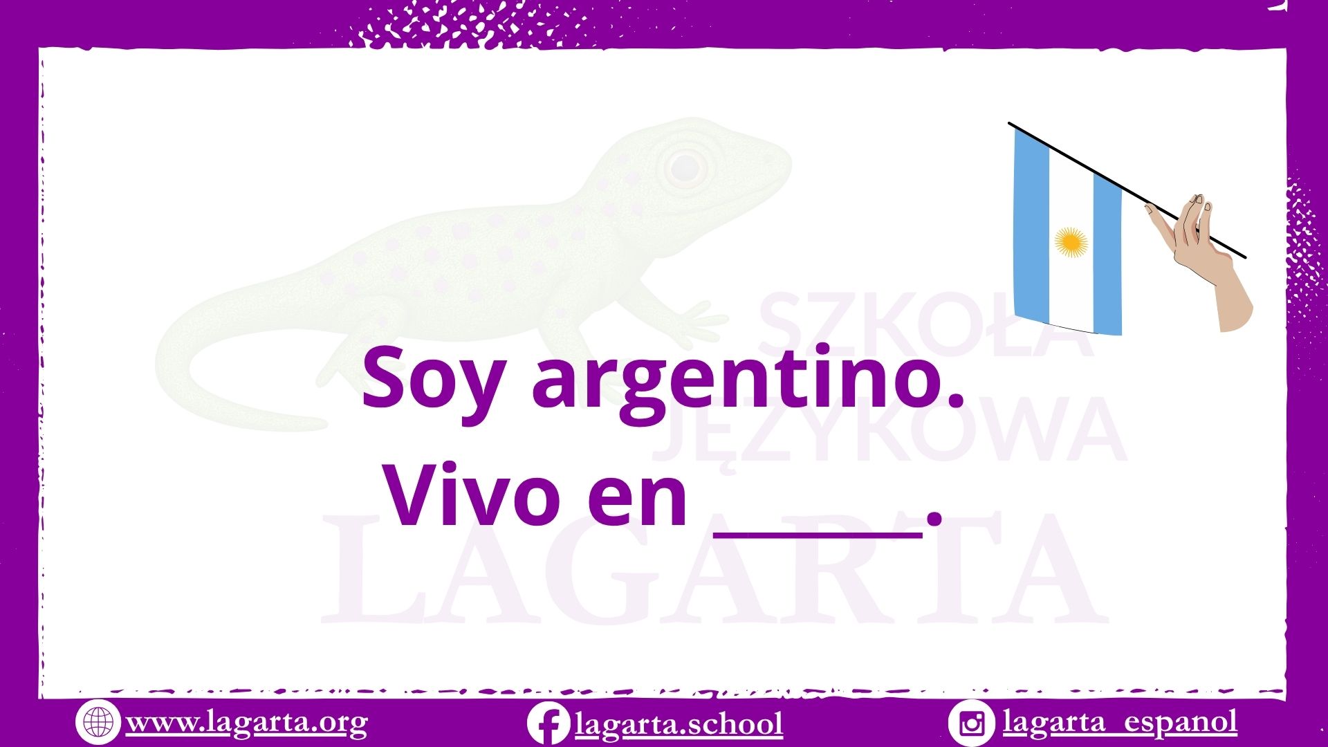 Ćwiczenie po hiszpańsku: Soy argentino. Vivo en i miejsce na państwo